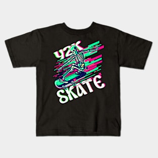 Skeleton Skateboarding Y2k Kids T-Shirt